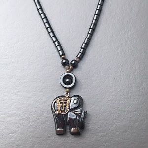 Hematite Elephant Necklace